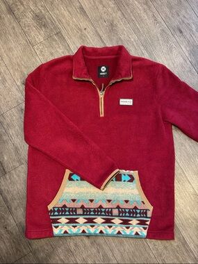Hooey Men’s Burgundy Zip Pullover with Patterned Pocket